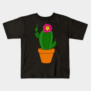 Cute Cactus Design #169: Cactus With Cute Pink Flower In Terra-cotta Pot Kids T-Shirt